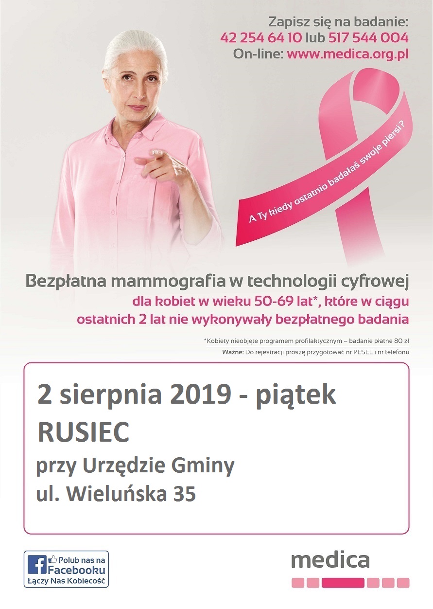 plakat mammografia Rusiec 2019